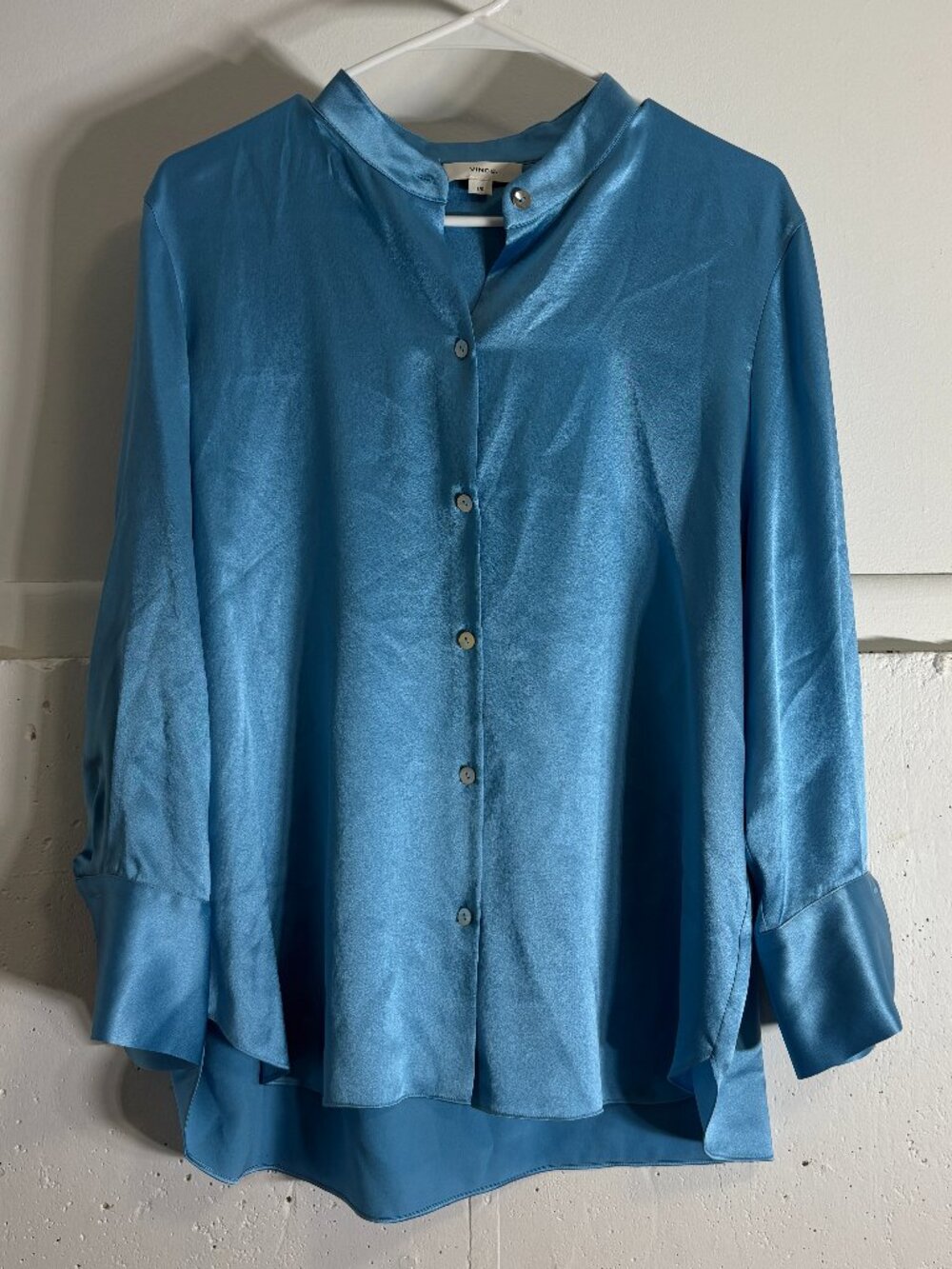Vince 100% Silk Blue Button-Down Blouse